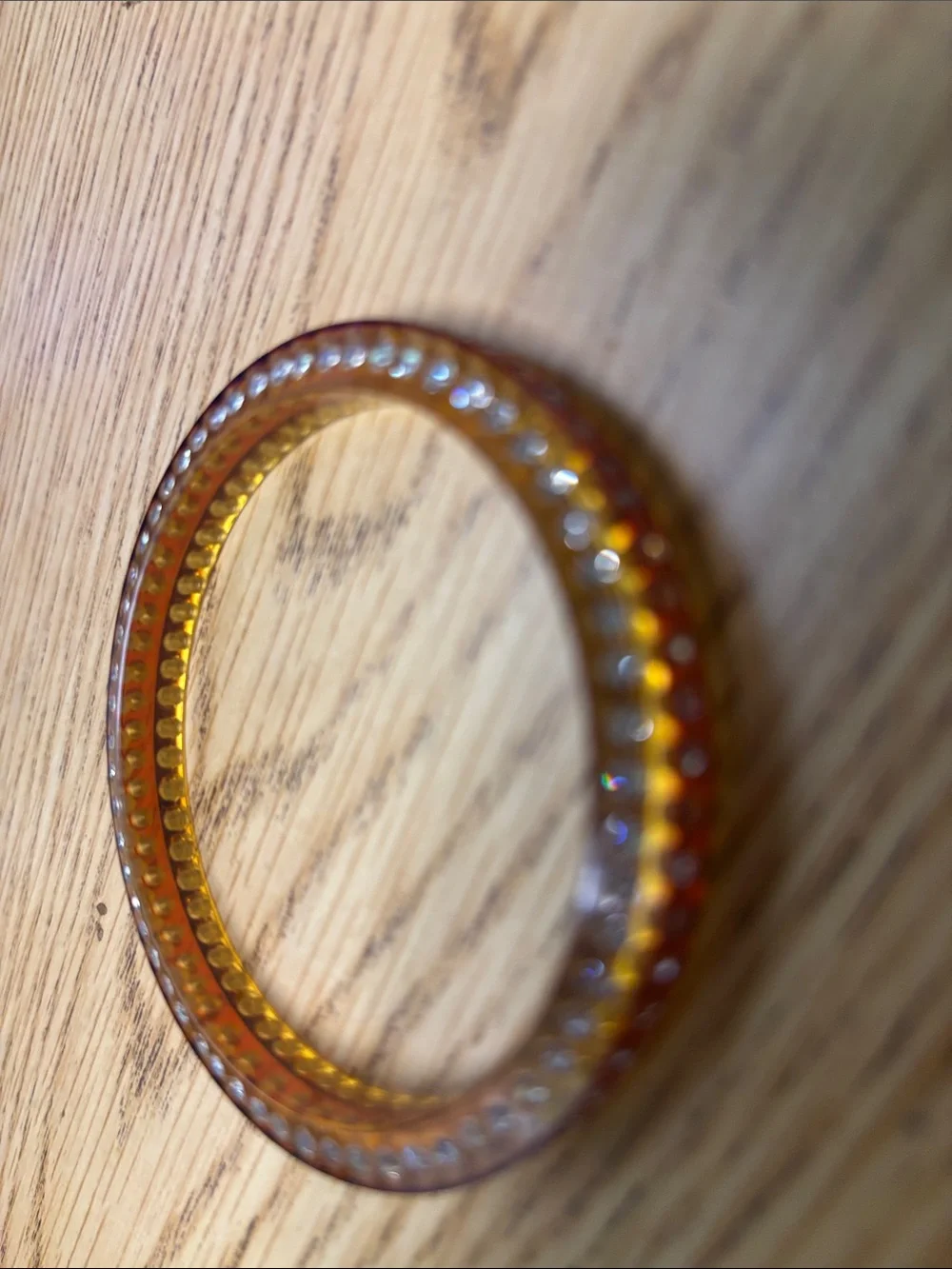 Amber Crystal-Accent Resin Bangle Bracelet